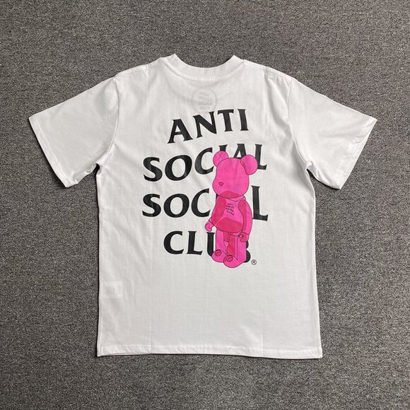 Anti Social Social Club White T Shirt With Pink Bear Print